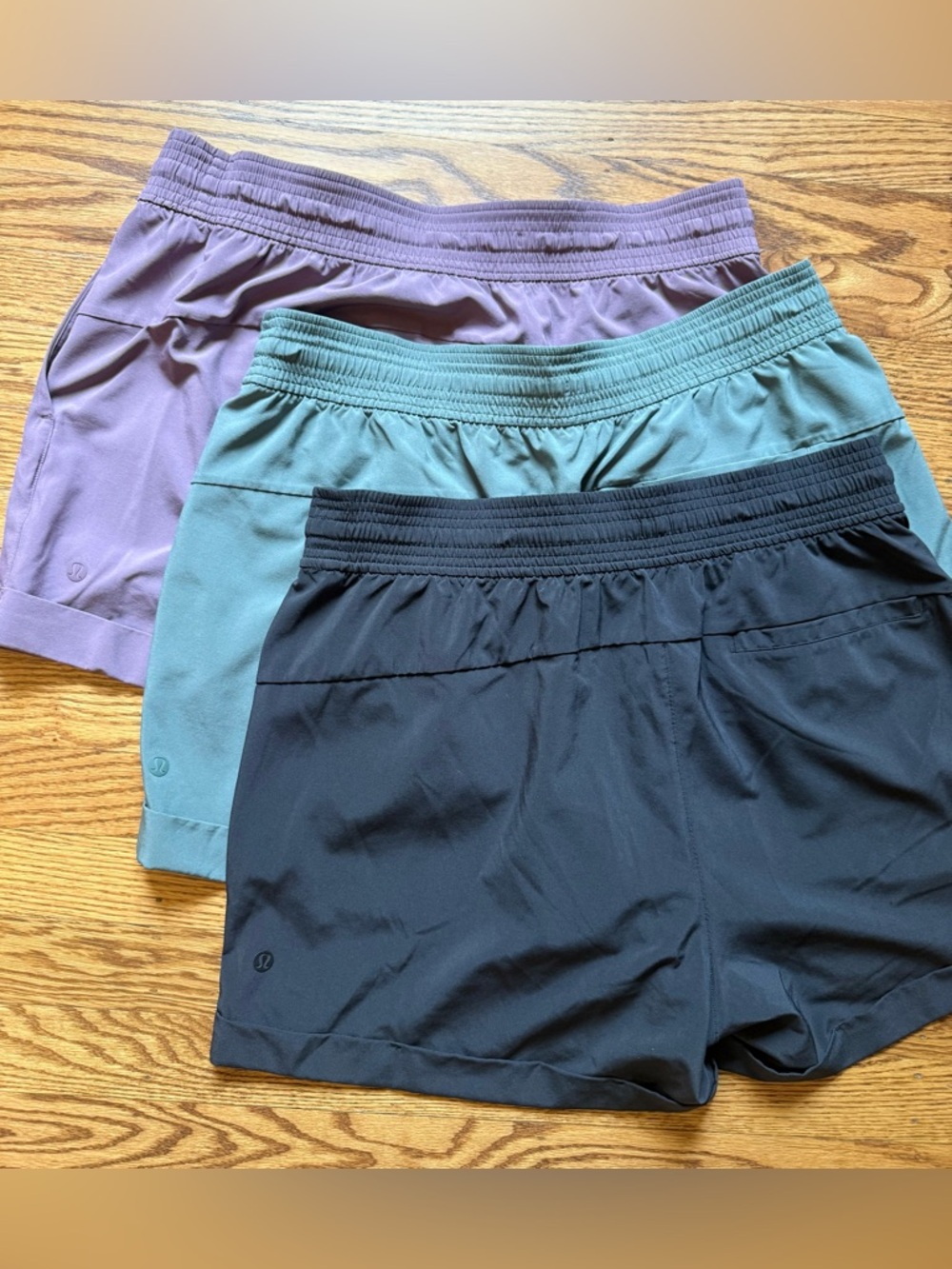 Athletic Shorts Trio - Black, Sage Green, Lavender